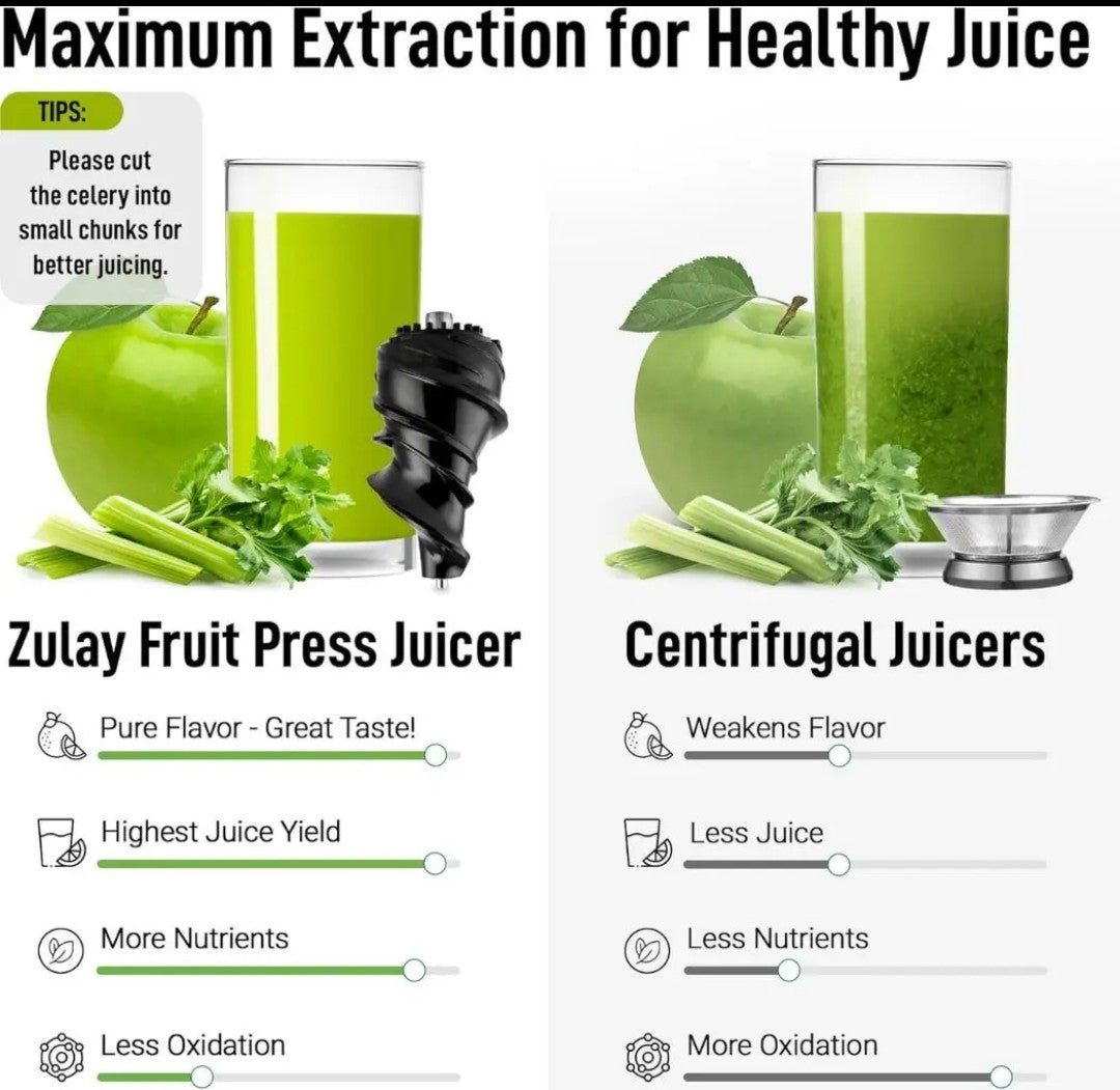 Cold Press Fruit Press Machine -Masticating Juicer with 96% Juice Yield